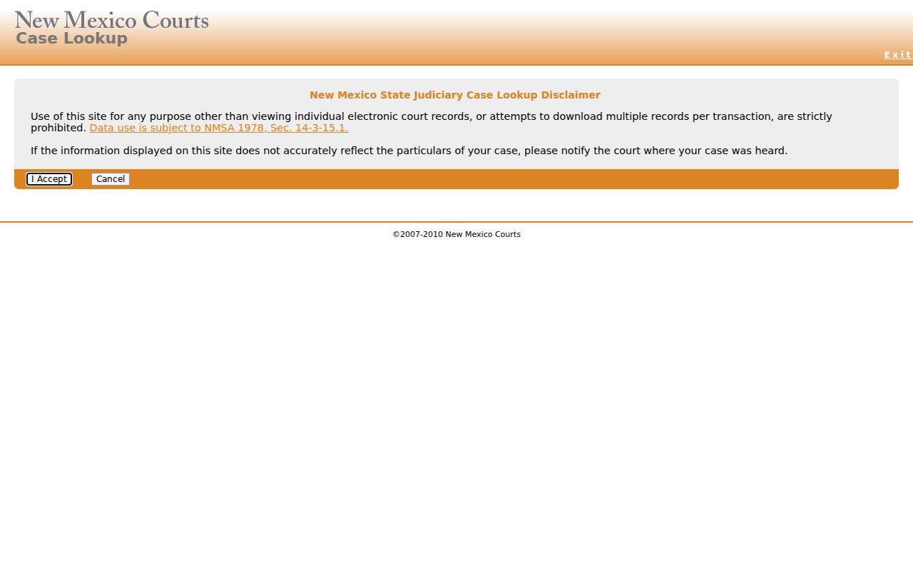 New Mexico Case Lookup public court search interface for warrant case research